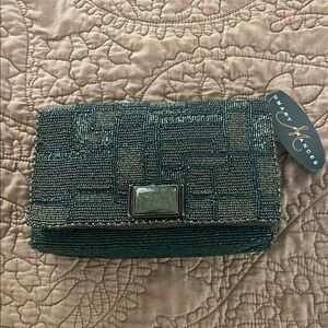 Mary Frances Green Beaded Clutch